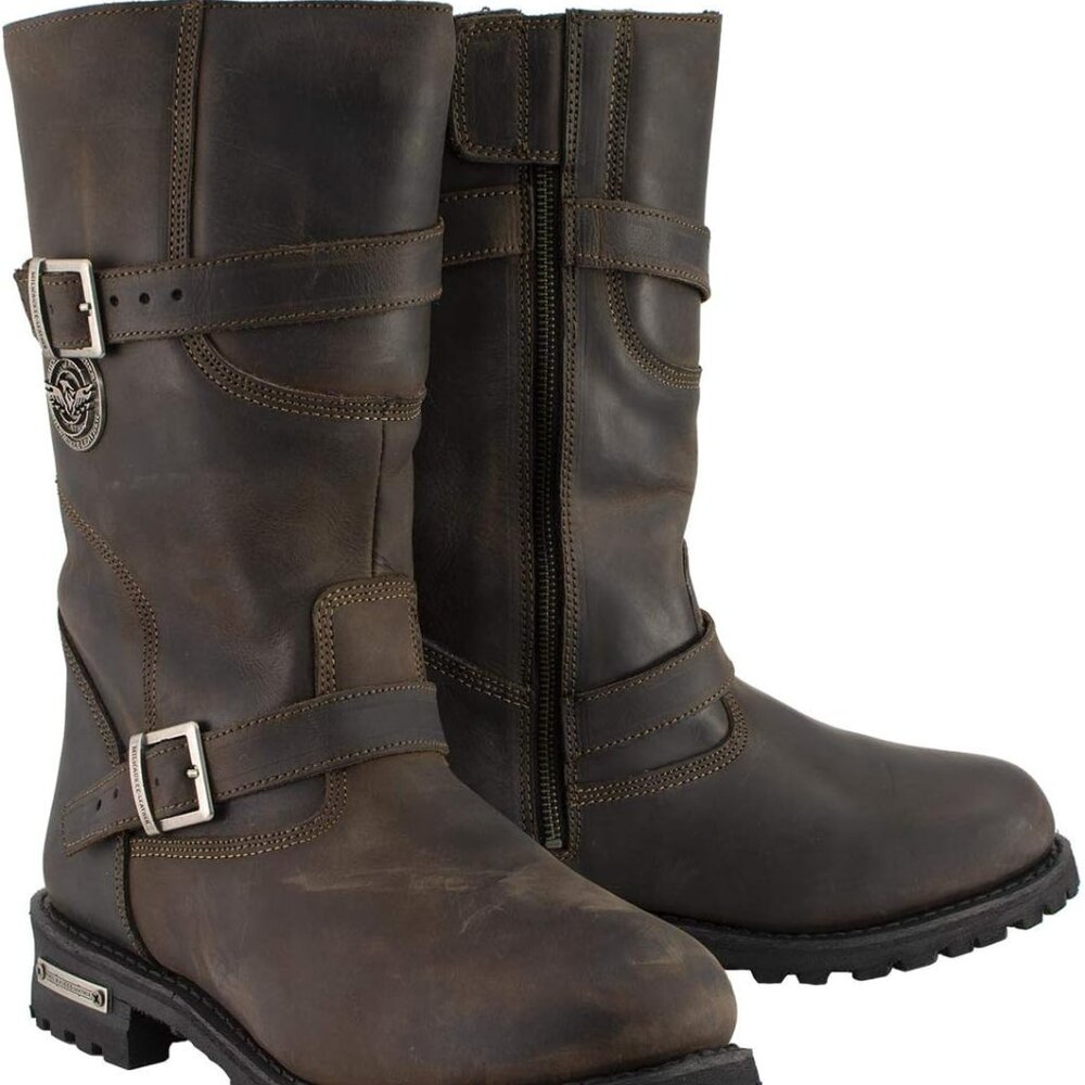 Milwaukee Leather MBM9063 Distressed Brown Motorcycle Engineer Boots Size 10.5